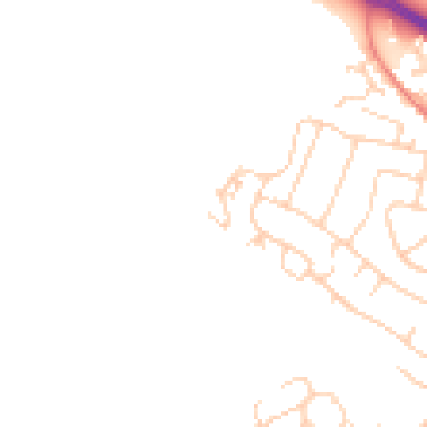 Daytime road noise heatmap for LS29 7LZ