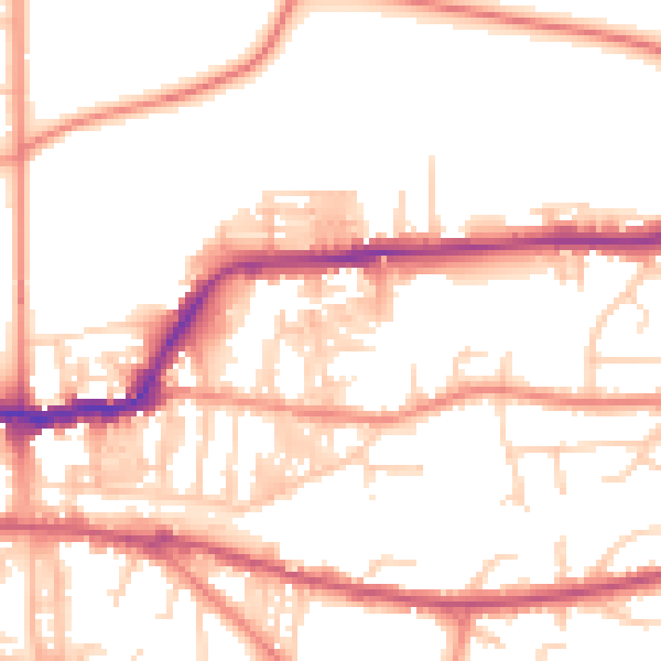 Daytime road noise heatmap for LS29 8JP
