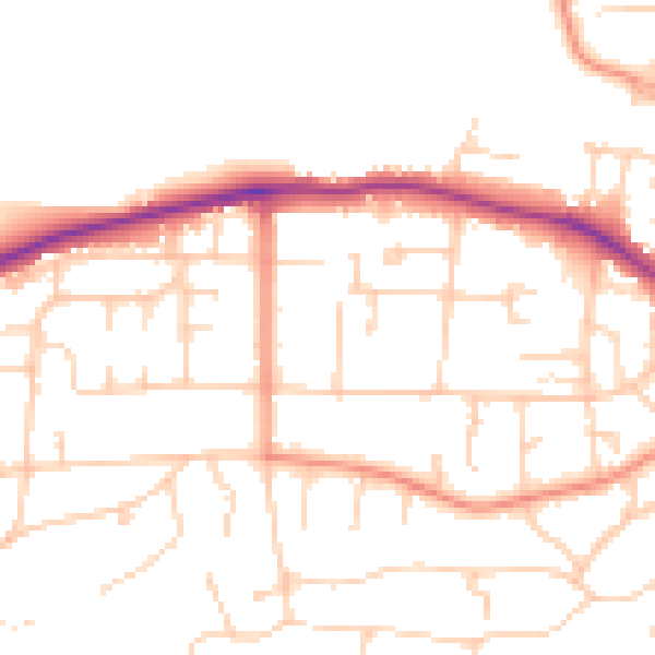 Daytime road noise heatmap for LS29 9AX