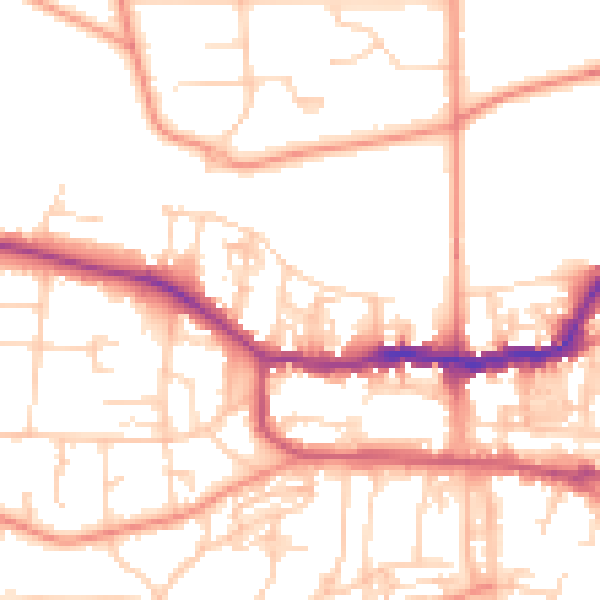 Daytime road noise heatmap for LS29 9ES