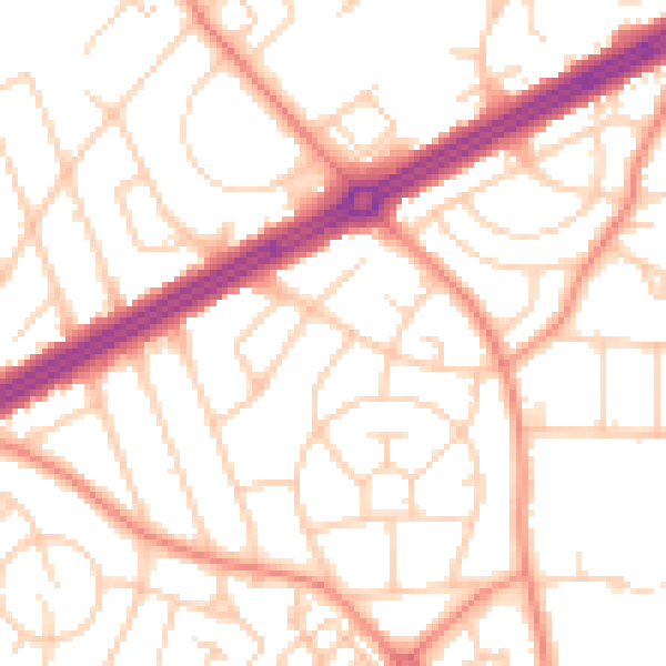 Daytime road noise heatmap for LS8 3ET
