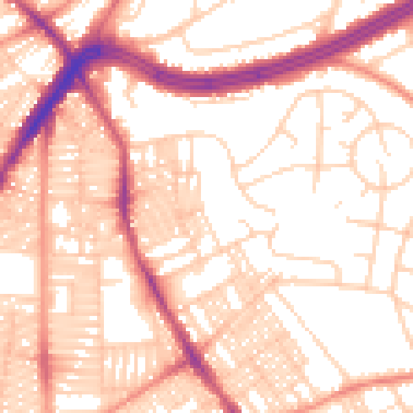 Daytime road noise heatmap for LS8 3QT