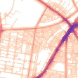 Daytime road noise heatmap for LS8 4LJ