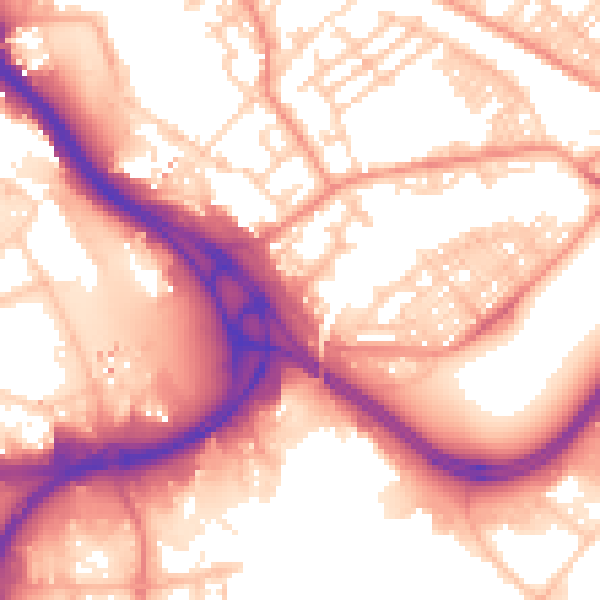 Daytime road noise heatmap for LS9 0AJ