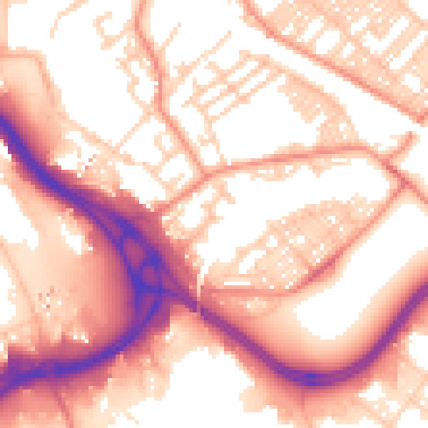 Daytime road noise heatmap for LS9 0AQ