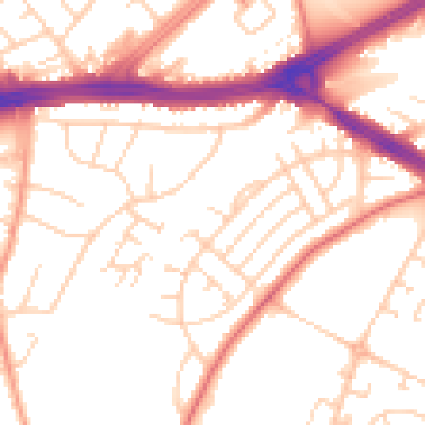 Daytime road noise heatmap for LS9 0AU