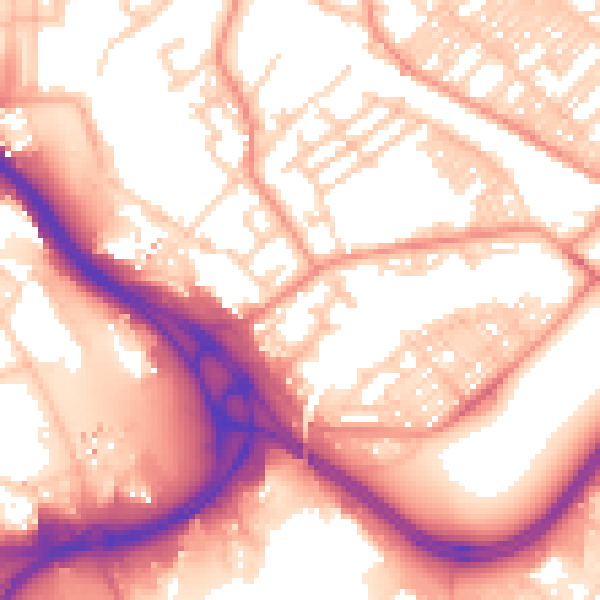 Daytime road noise heatmap for LS9 0AZ