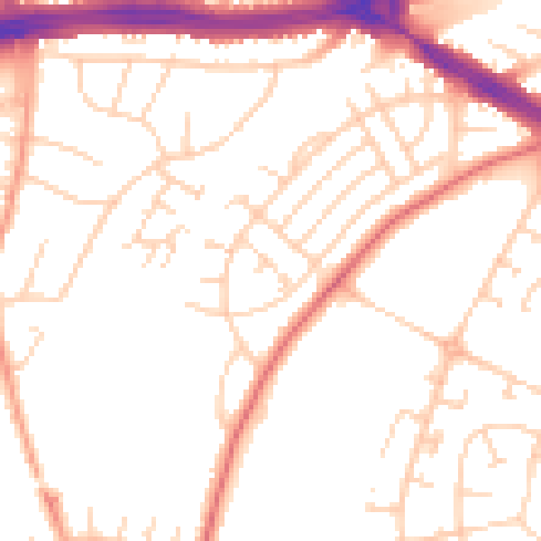 Daytime road noise heatmap for LS9 0BF