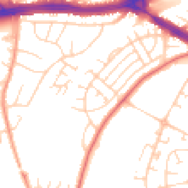 Daytime road noise heatmap for LS9 0DJ