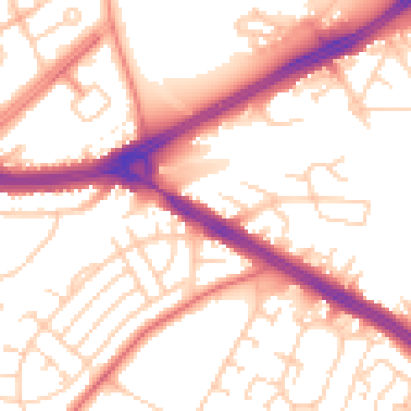 Daytime road noise heatmap for LS9 0EA