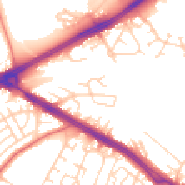 Daytime road noise heatmap for LS9 0EB