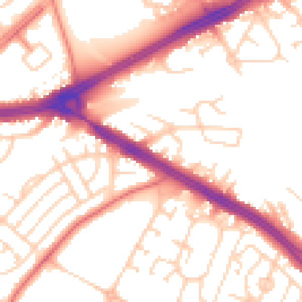 Daytime road noise heatmap for LS9 0EW