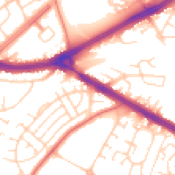 Daytime road noise heatmap for LS9 0HL