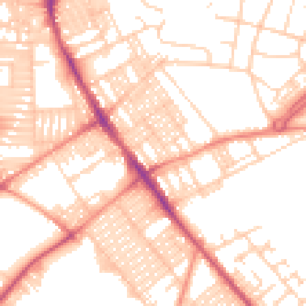 Daytime road noise heatmap for LS9 6BD