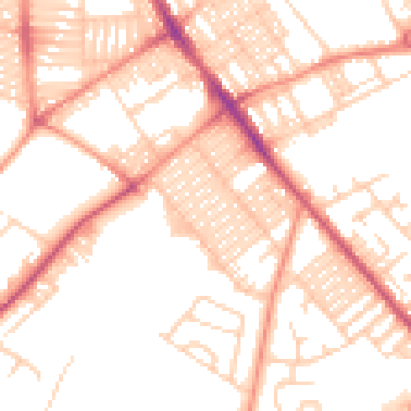 Daytime road noise heatmap for LS9 6DY