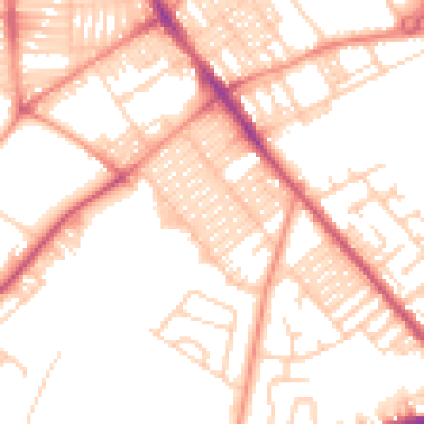 Daytime road noise heatmap for LS9 6EB