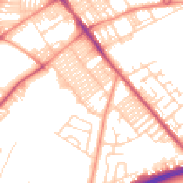 Daytime road noise heatmap for LS9 6EU