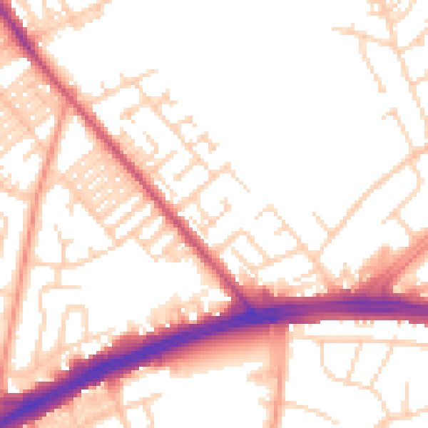 Daytime road noise heatmap for LS9 6JT