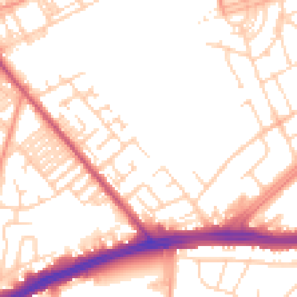 Daytime road noise heatmap for LS9 6JX