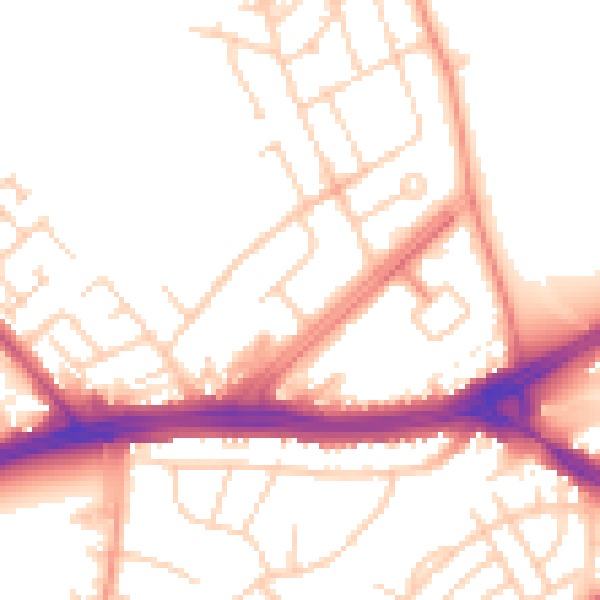 Daytime road noise heatmap for LS9 6NT