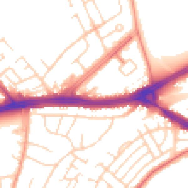 Daytime road noise heatmap for LS9 6PN