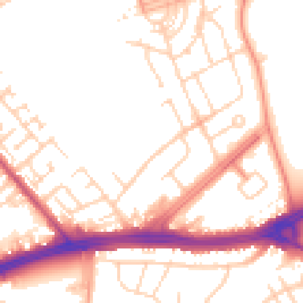Daytime road noise heatmap for LS9 6PP