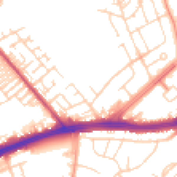 Daytime road noise heatmap for LS9 6PS