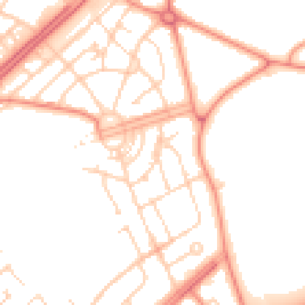 Daytime road noise heatmap for LS9 6QZ