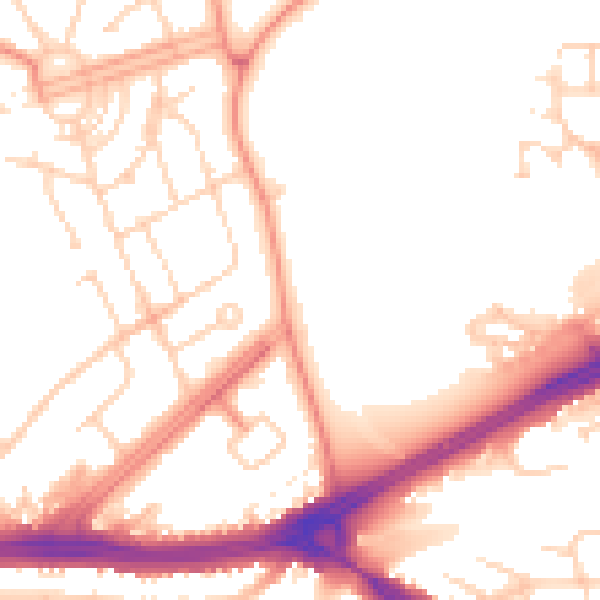 Daytime road noise heatmap for LS9 6RN