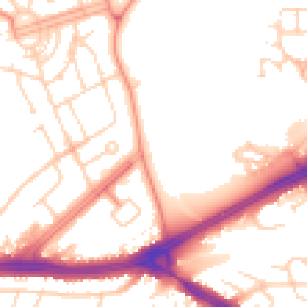 Daytime road noise heatmap for LS9 6RW