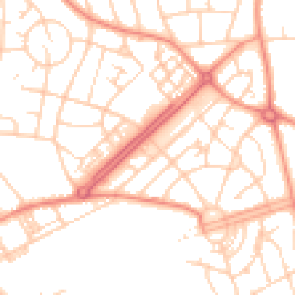 Daytime road noise heatmap for LS9 6SS