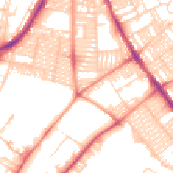 Daytime road noise heatmap for LS9 7AB