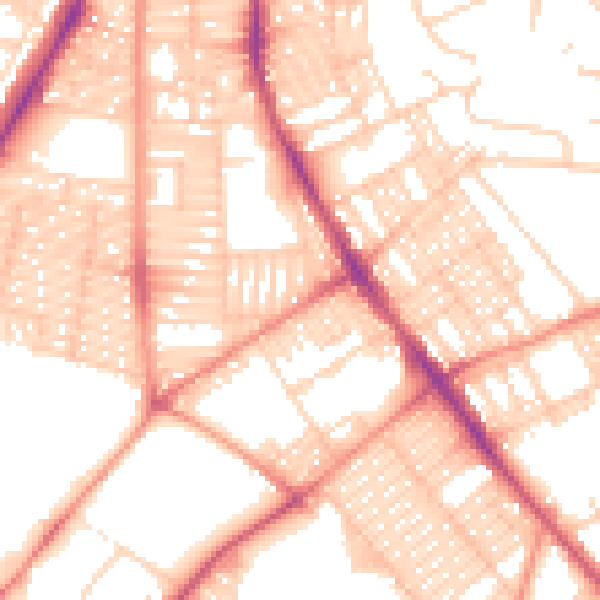 Daytime road noise heatmap for LS9 7AJ