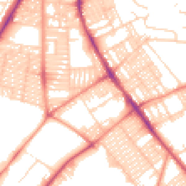 Daytime road noise heatmap for LS9 7AN