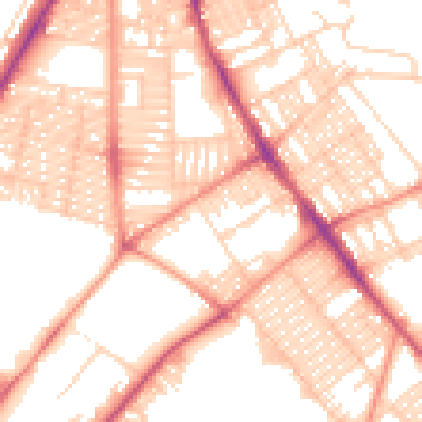Daytime road noise heatmap for LS9 7AW