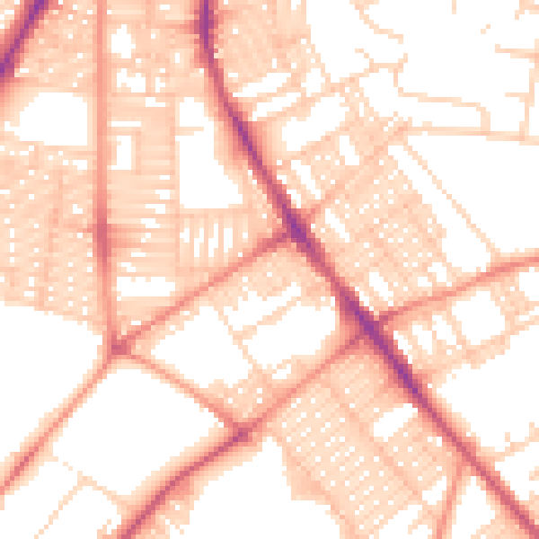 Daytime road noise heatmap for LS9 7AY