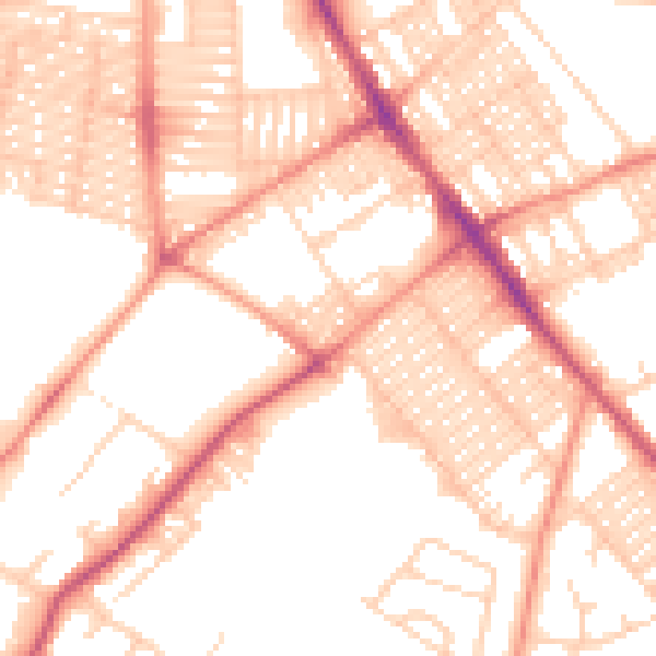 Daytime road noise heatmap for LS9 7BN