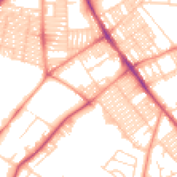 Daytime road noise heatmap for LS9 7BY