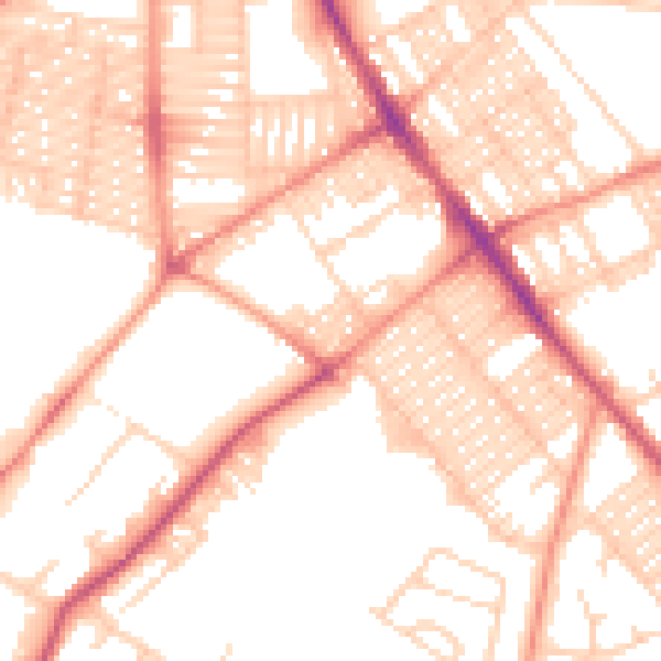 Daytime road noise heatmap for LS9 7BZ