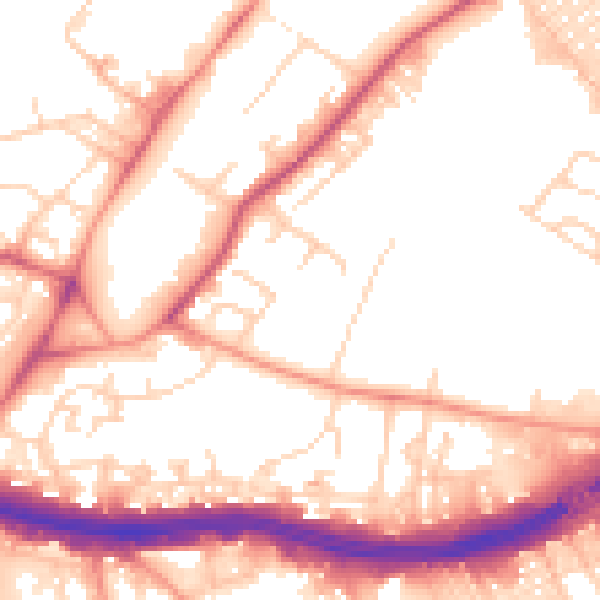 Daytime road noise heatmap for LS9 7EU