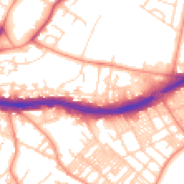 Daytime road noise heatmap for LS9 7RR