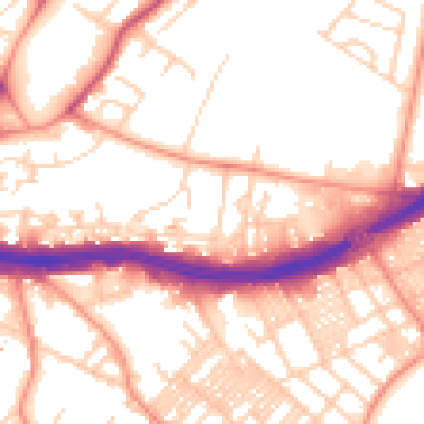 Daytime road noise heatmap for LS9 7RS
