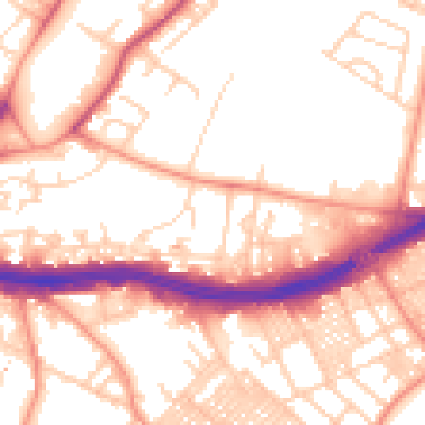 Daytime road noise heatmap for LS9 7RT