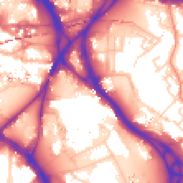Daytime road noise heatmap for LS9 8AN