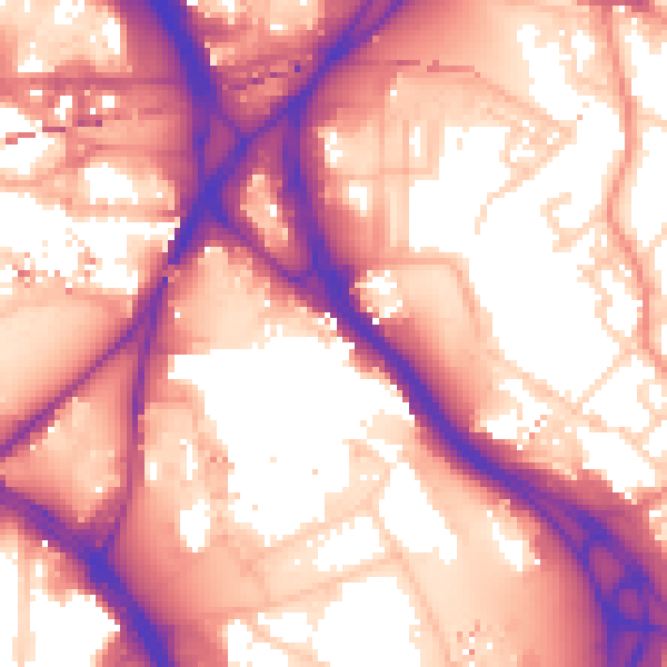 Daytime road noise heatmap for LS9 8AP