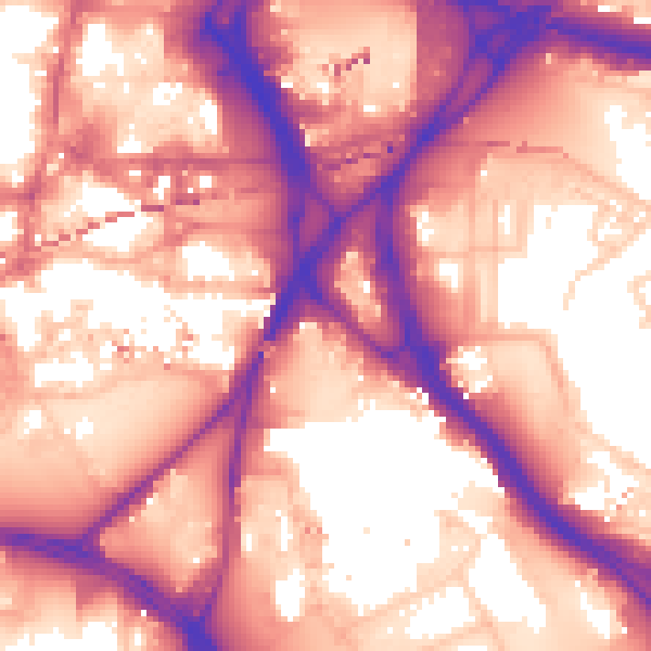 Daytime road noise heatmap for LS9 8BA