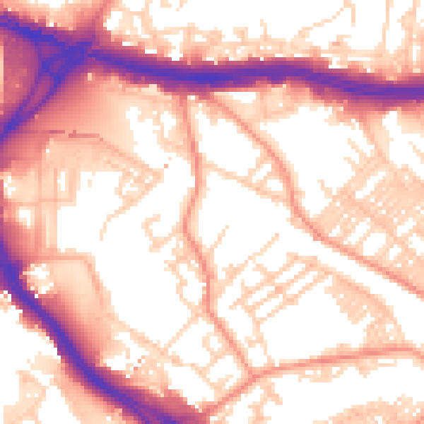 Daytime road noise heatmap for LS9 8EF