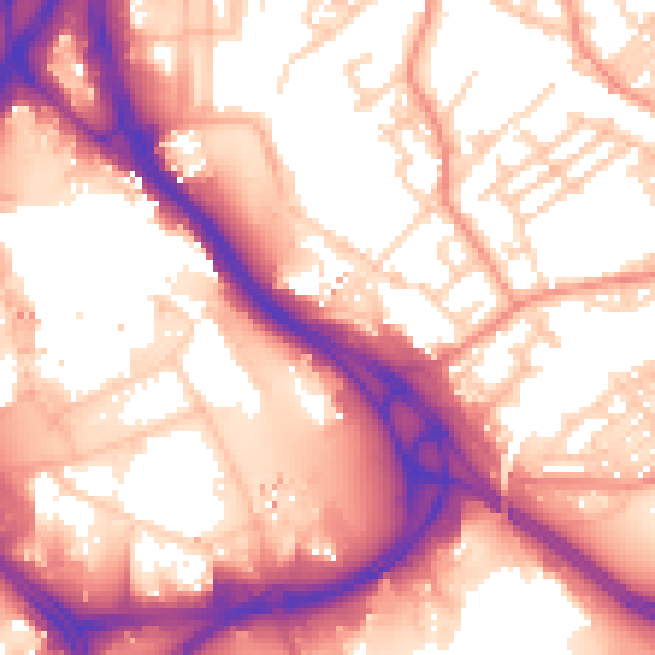 Daytime road noise heatmap for LS9 8FG