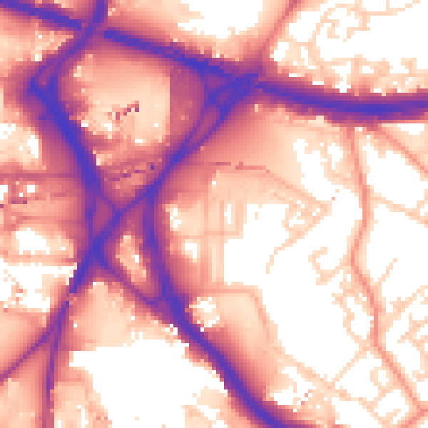 Daytime road noise heatmap for LS9 8HF