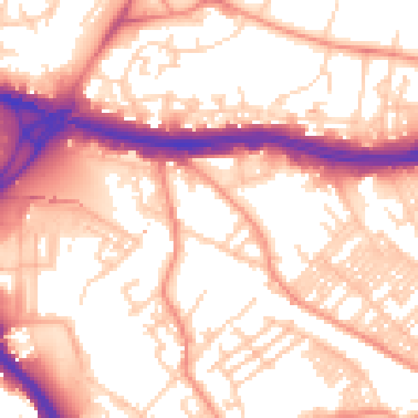 Daytime road noise heatmap for LS9 8JW